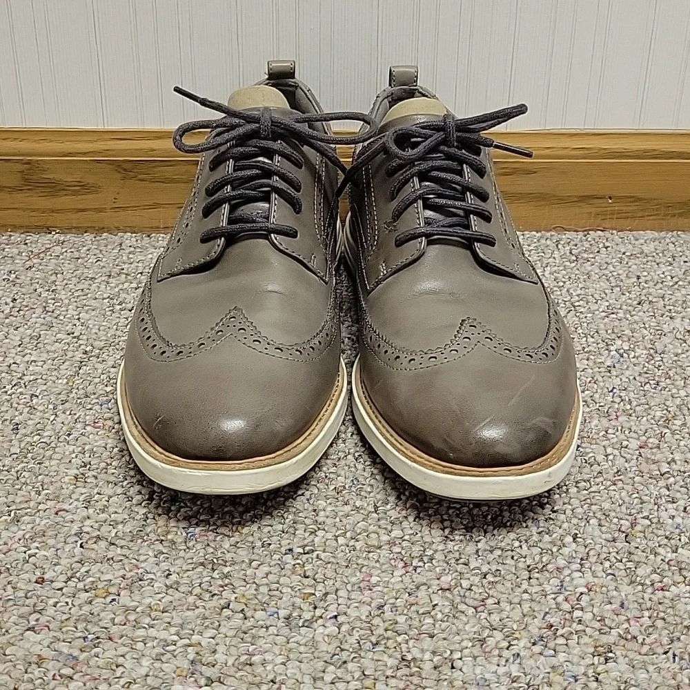 Cole Haan Grandevolution Men's Gray Leather Wingtip Derby Shoes Sz 12